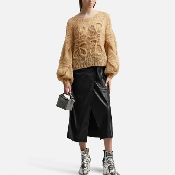 Loewe Anagram Embroidered Striped Mohair-blend Brown Sweater - Picture 1 of 13